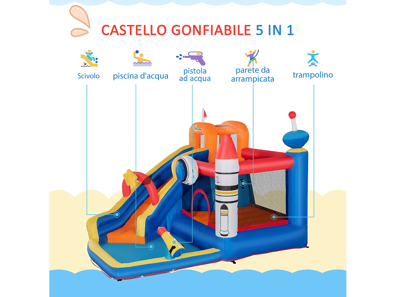 Gioco gonfiabile per bambini con borsa 11 paletti e toppe