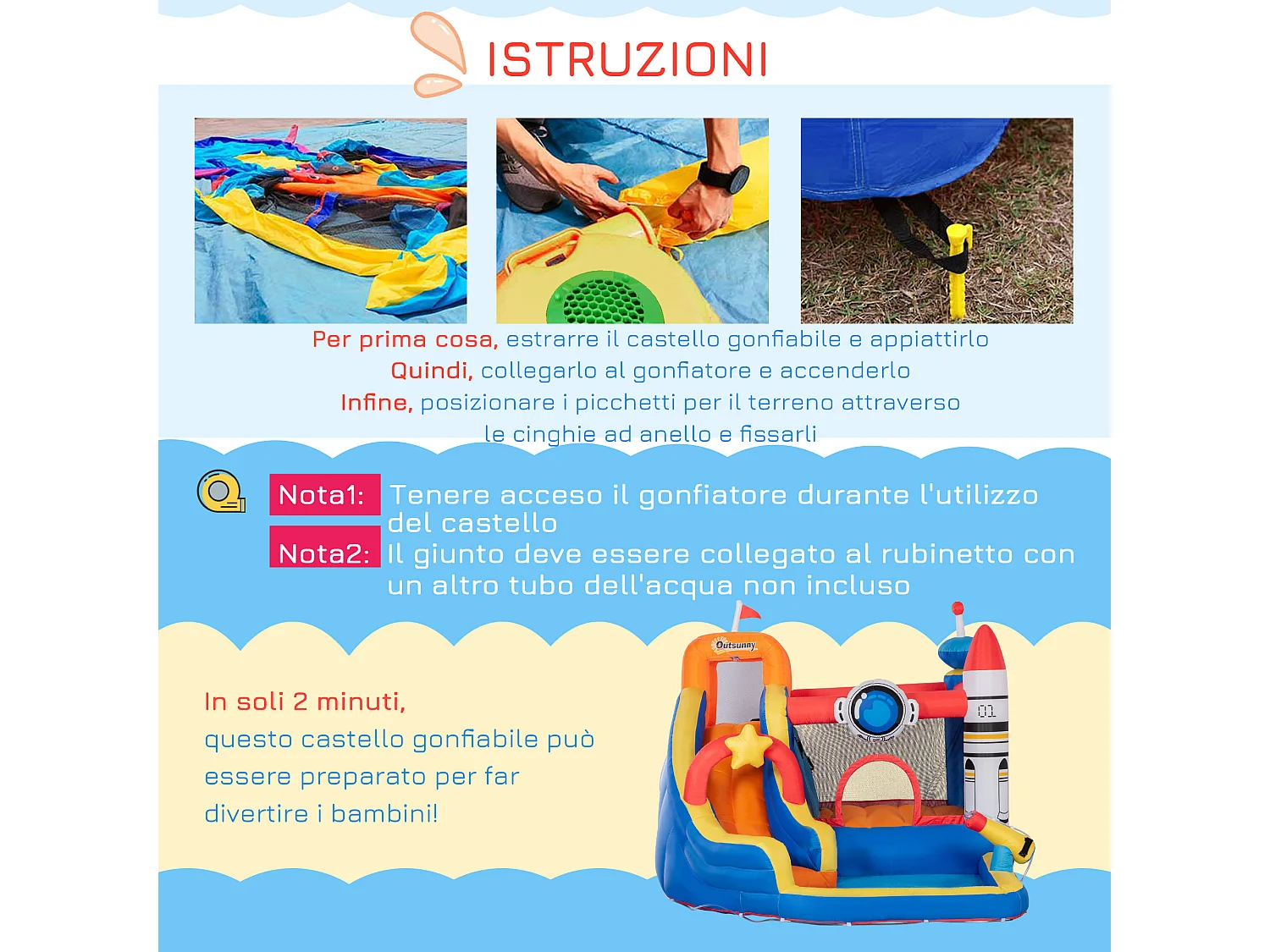 Gioco gonfiabile per bambini con borsa 11 paletti e toppe