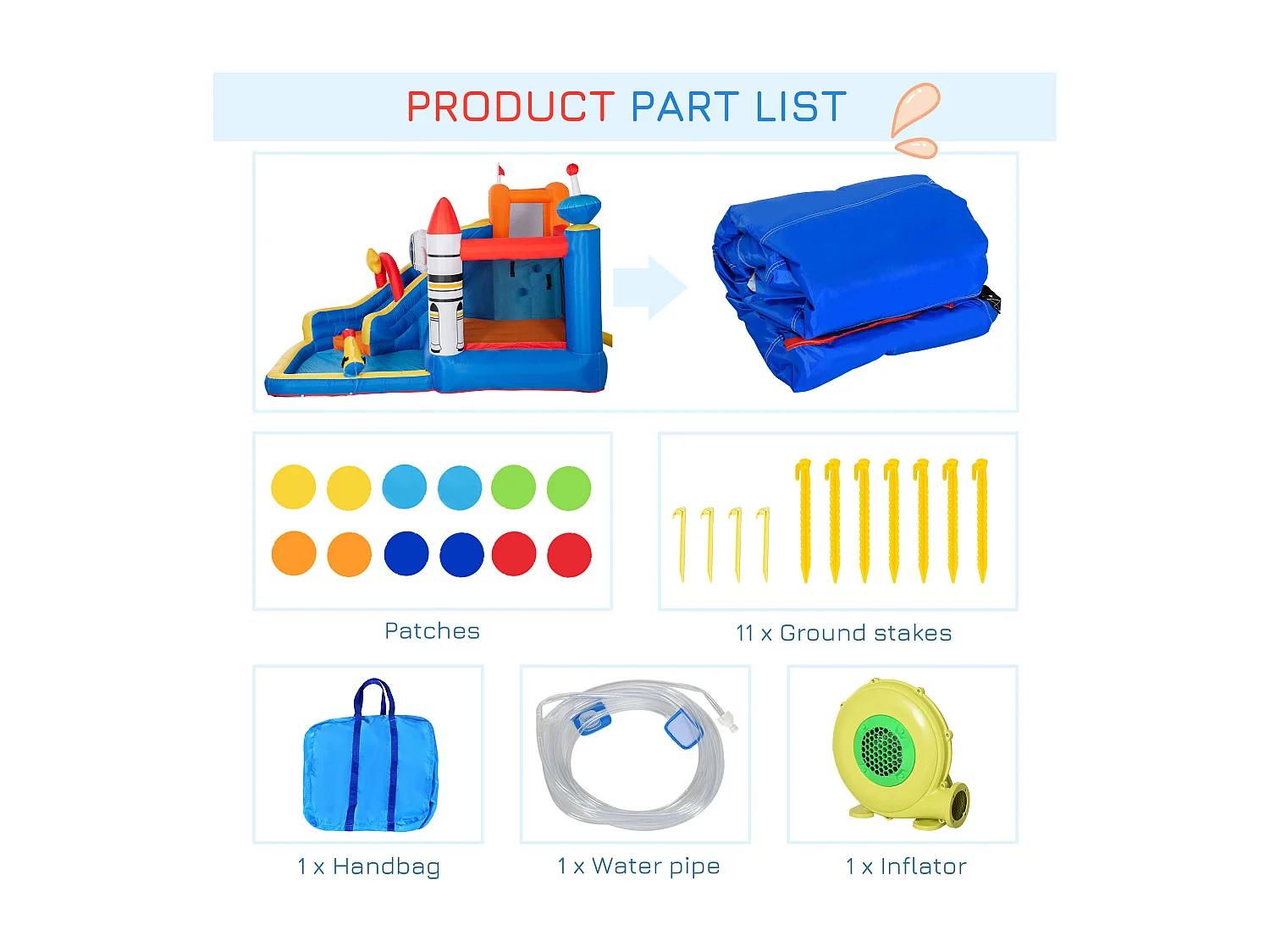 Gioco gonfiabile per bambini con borsa 11 paletti e toppe