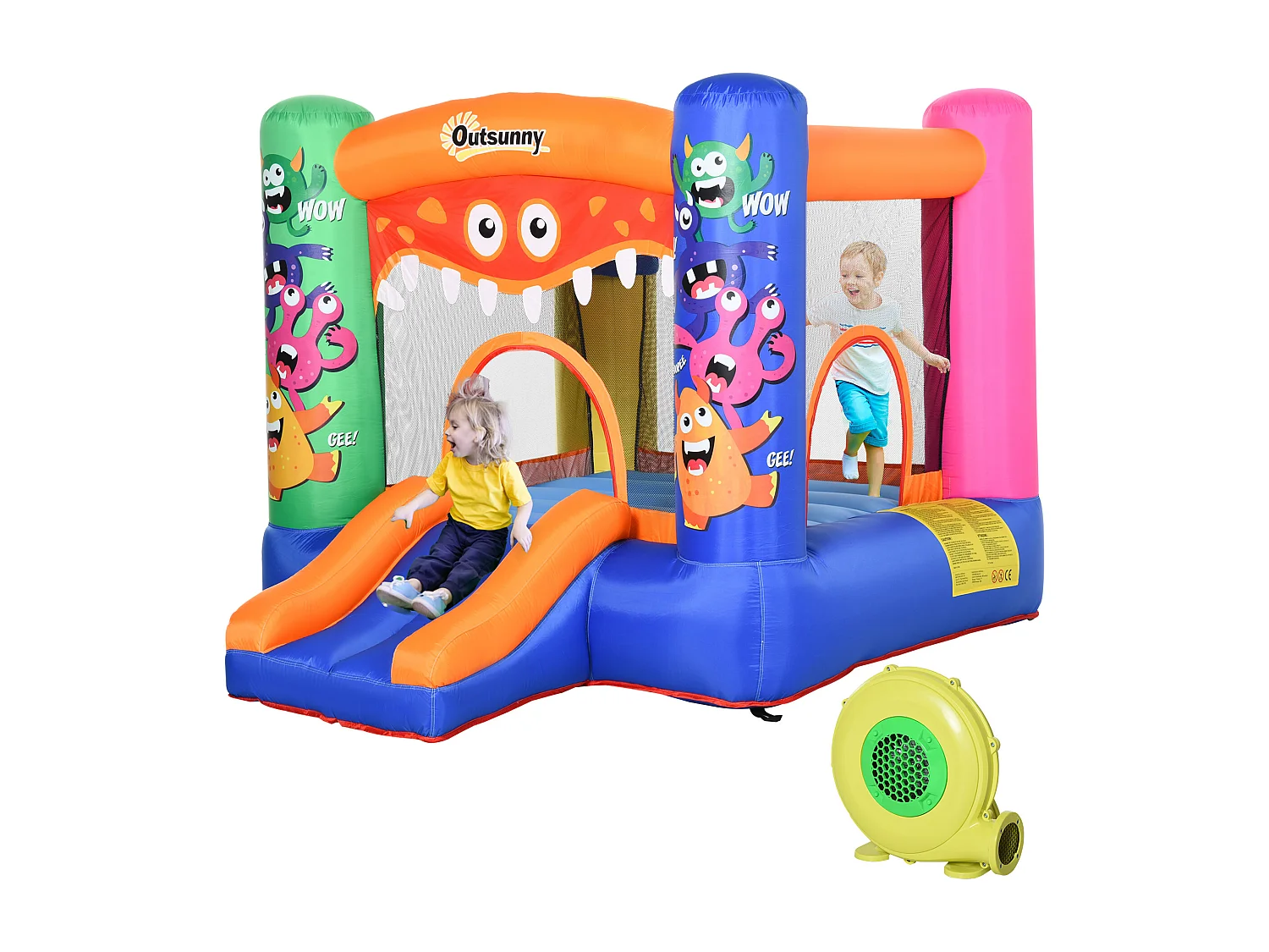 Gioco gonfiabile gigante per bambini con scivolo e canestro