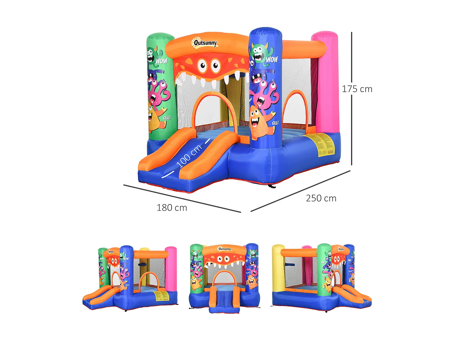 Gioco gonfiabile gigante per bambini con scivolo e canestro