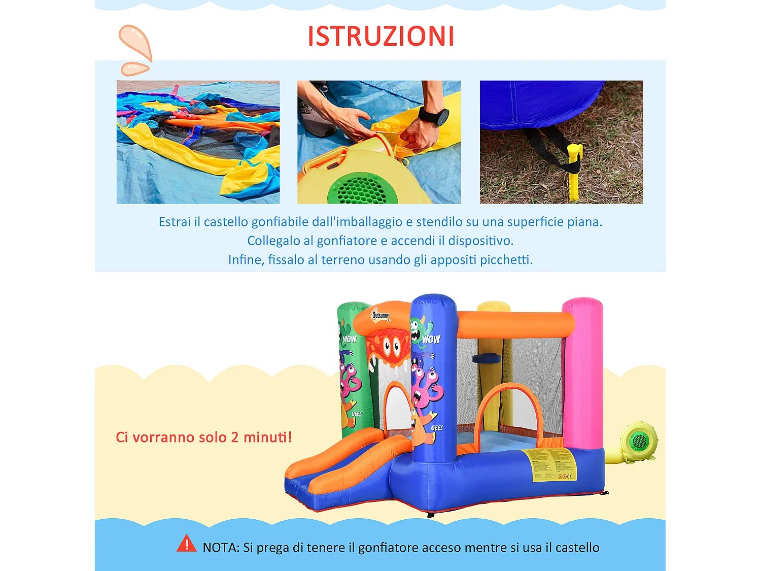 Gioco gonfiabile gigante per bambini con scivolo e canestro
