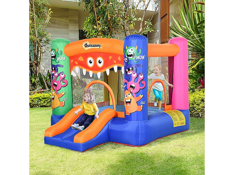 Gioco gonfiabile gigante per bambini con scivolo e canestro