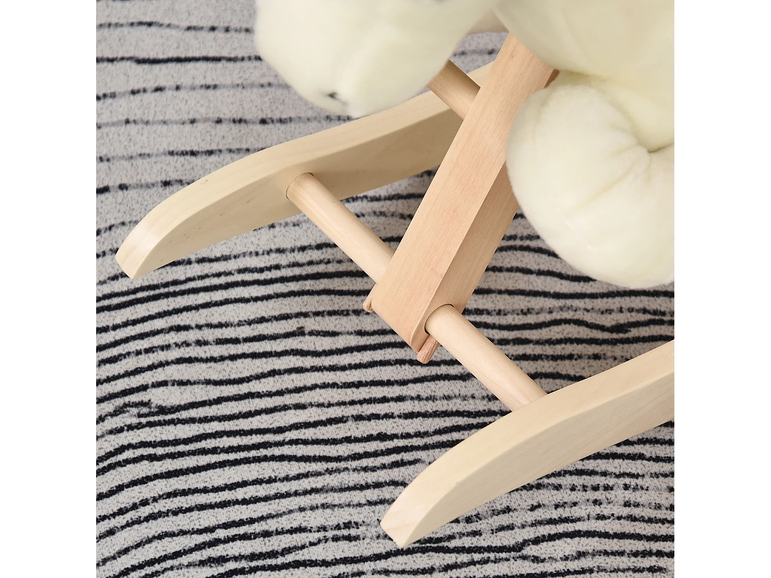 Cavallo a dondolo per bambini con suoni in legno di pioppo rosa bianco