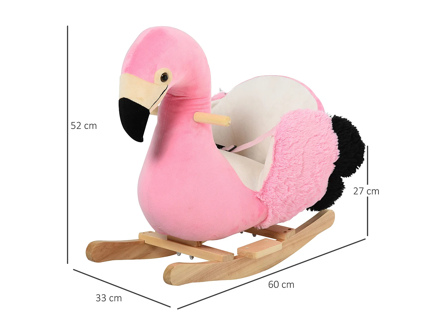 Fenicottero rosa a dondolo per bambini dai 18 mesi in legno rosa