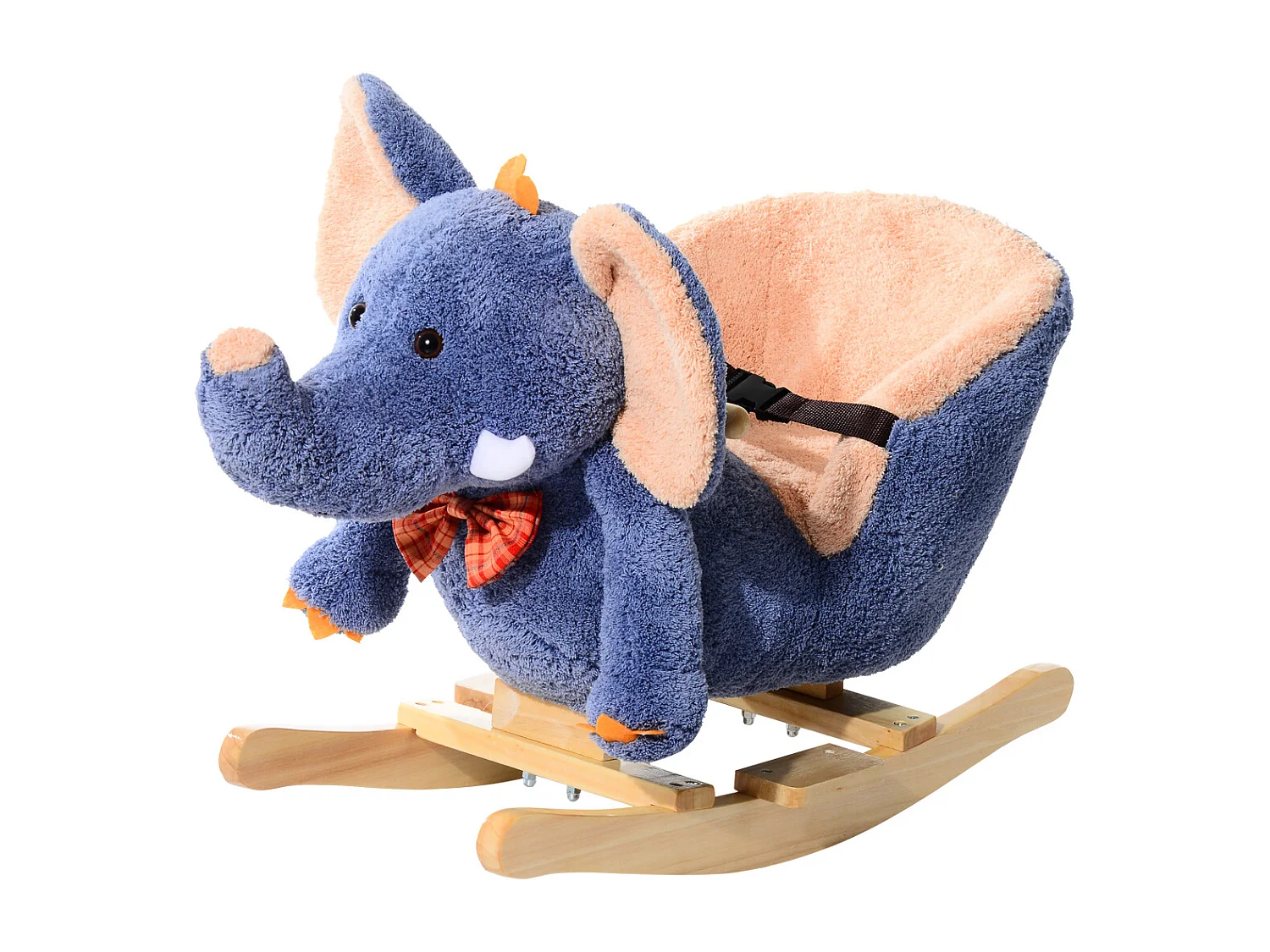 Cavallo a dondolo elefante per i bambini in legno blu