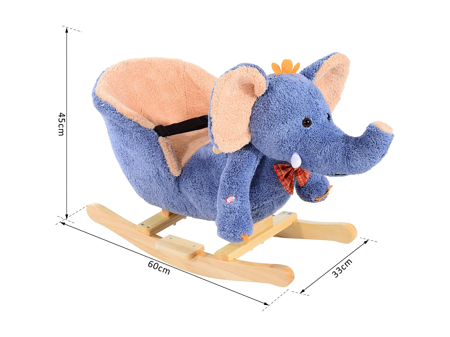 Cavallo a dondolo elefante per i bambini in legno blu