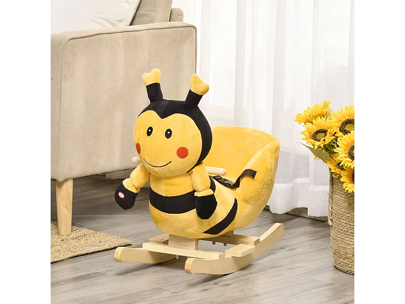 Dondolo per bambini a forma di ape in legno con musiche
