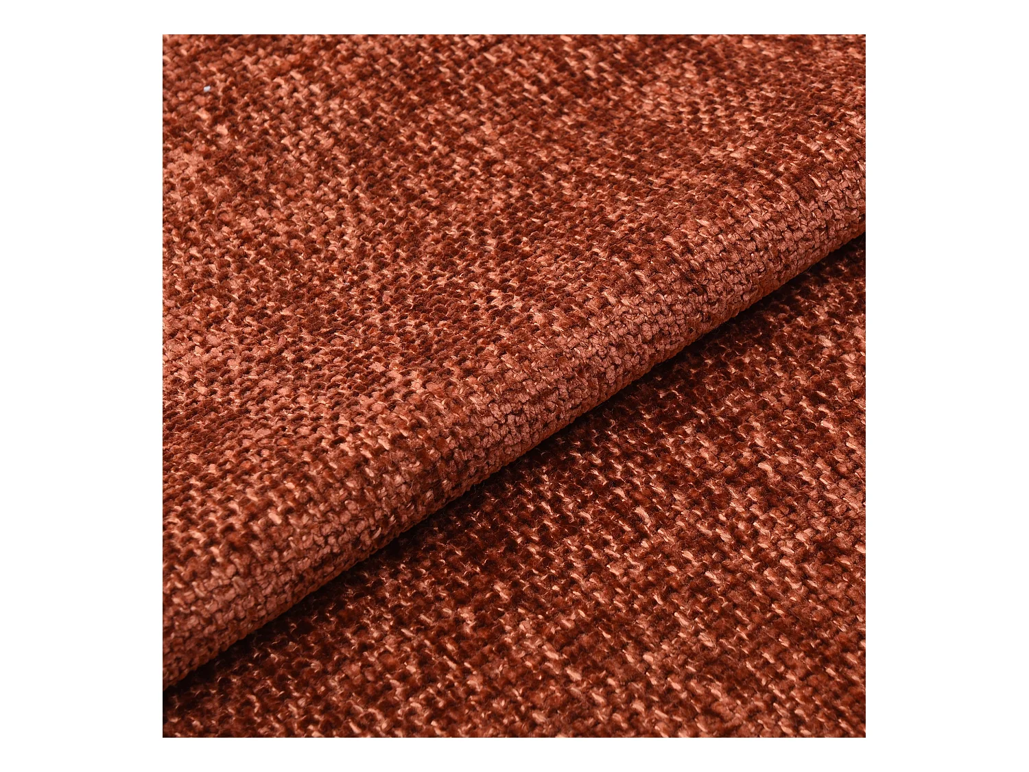 Ensemble canapé 4 places et pouf velours chenillé terracotta BARI