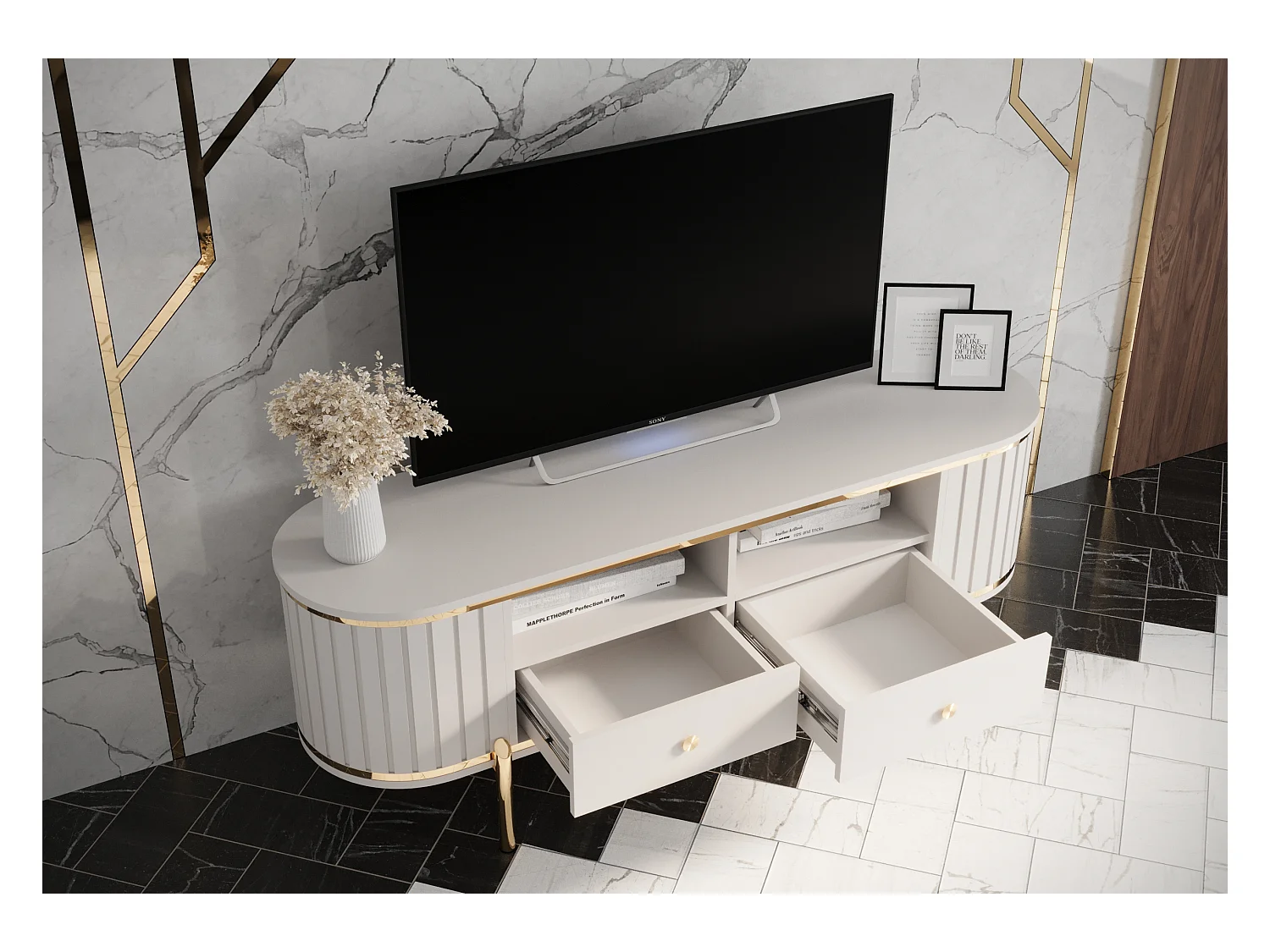 Meuble TV New York 50,5/151/40 (blanc)