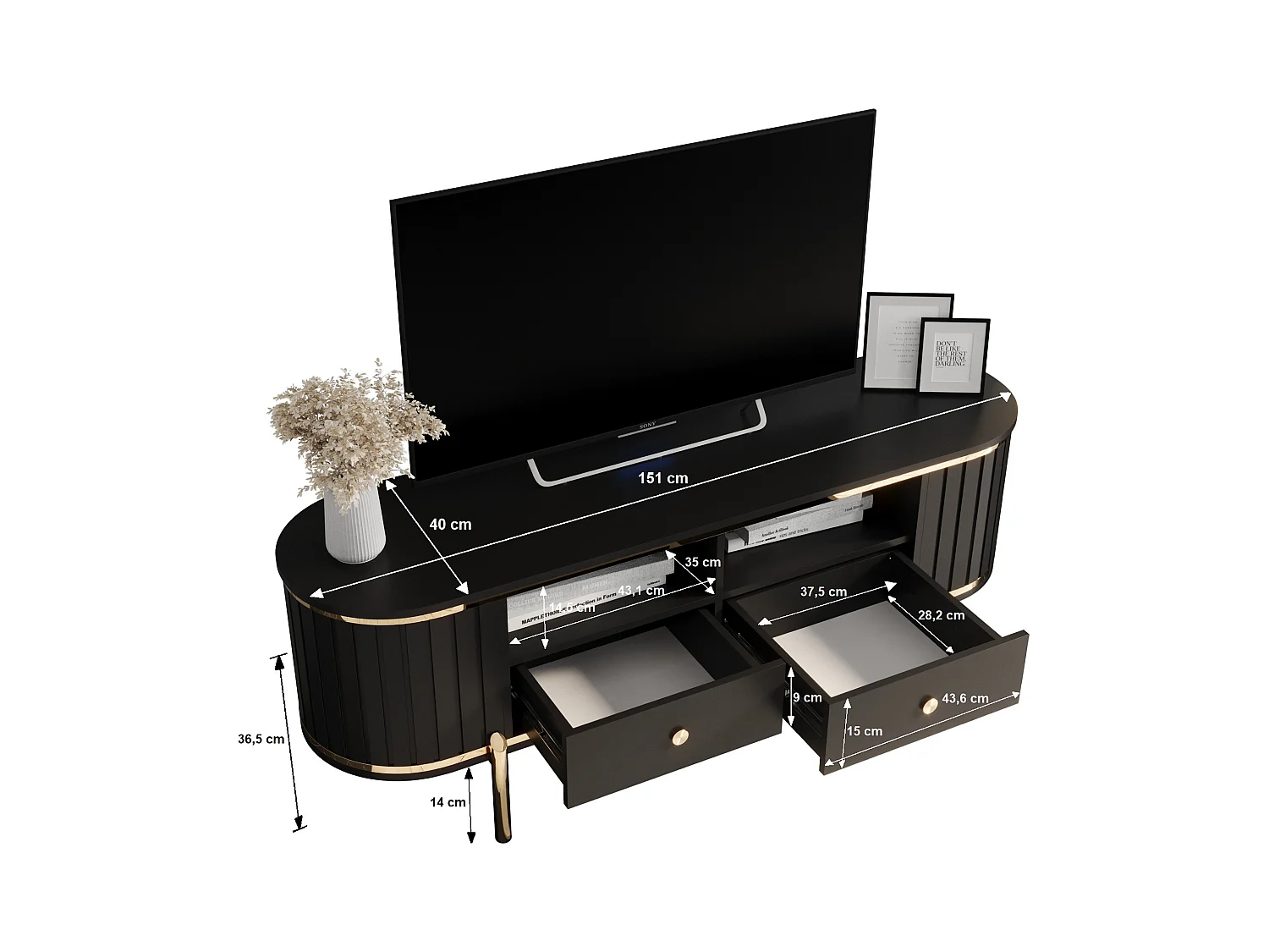 Meuble TV New York 50,5/151/40 (blanc)