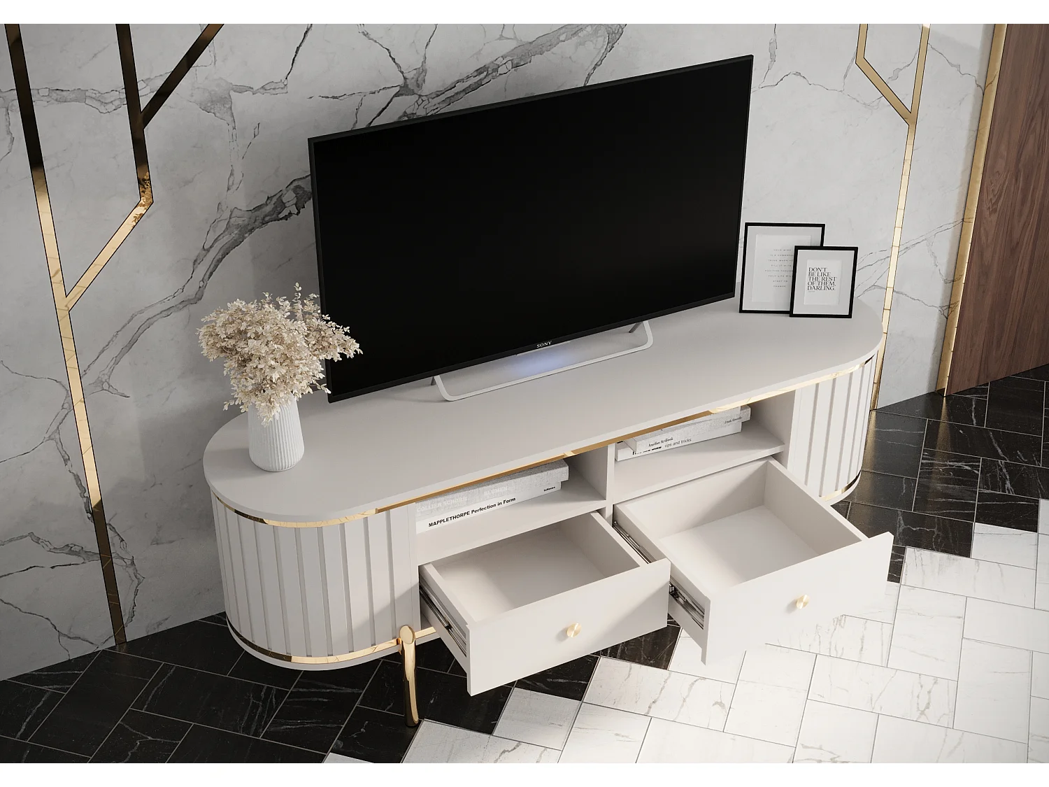 Meuble TV New York 50,5/151/40 (blanc)