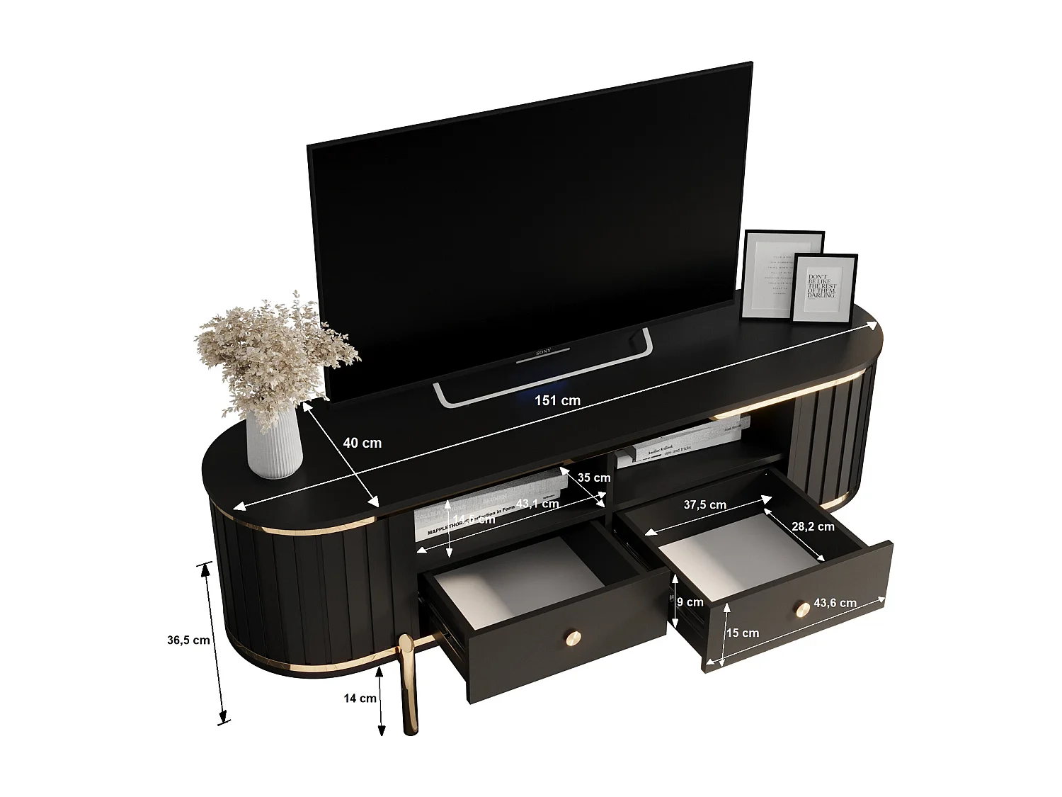 Meuble TV New York 50,5/151/40 (blanc)