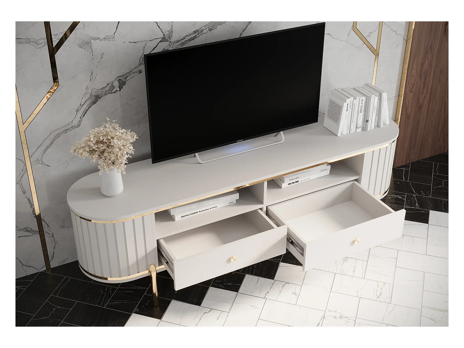 Meuble TV New York 50,5/181/40 (blanc)