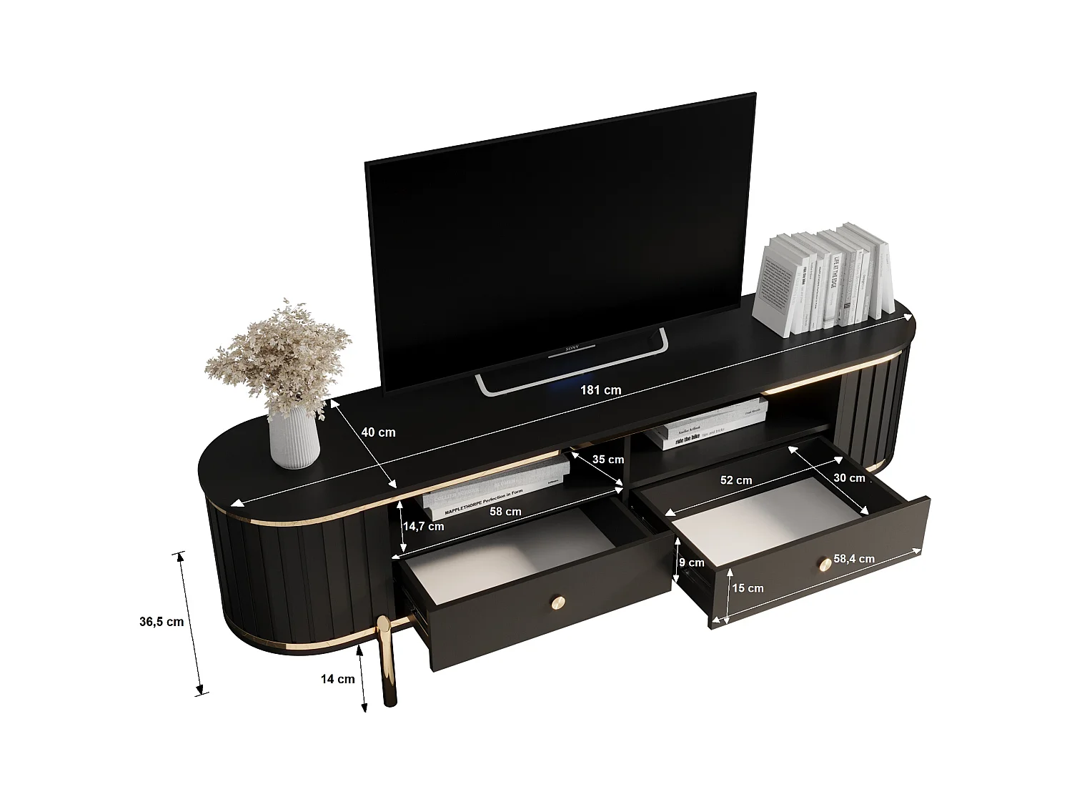 Meuble TV New York 50,5/181/40 (blanc)