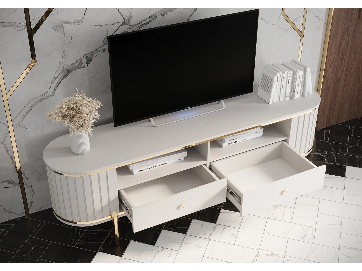 Meuble TV New York 50,5/181/40 (blanc)