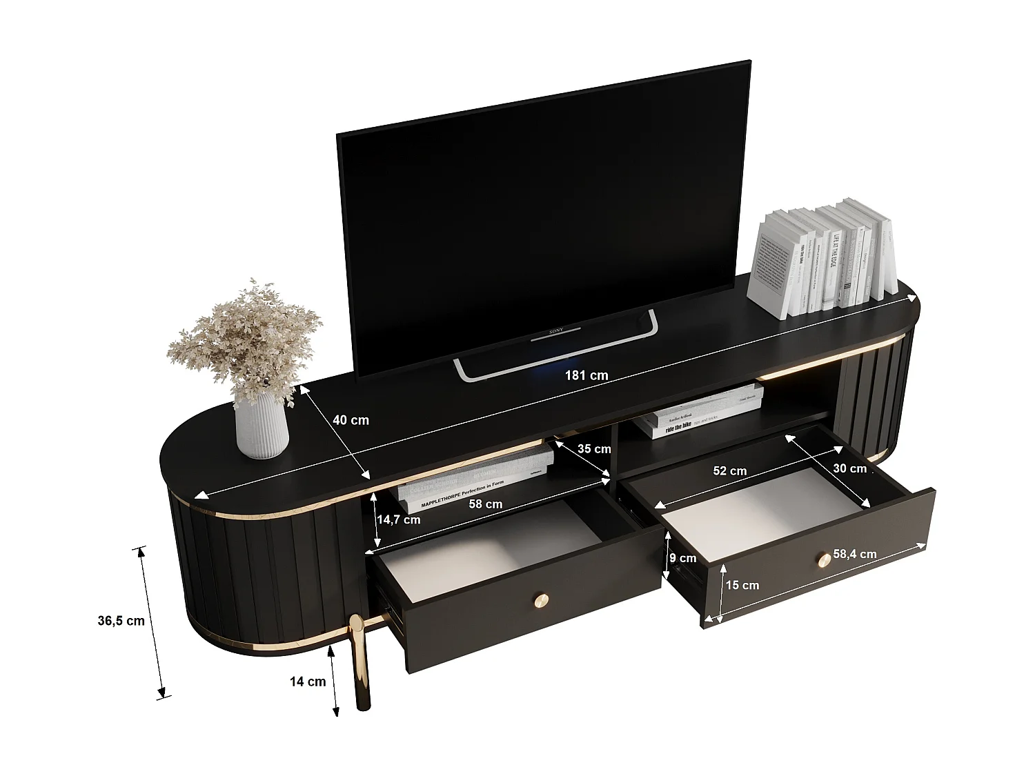 Meuble TV New York 50,5/181/40 (blanc)