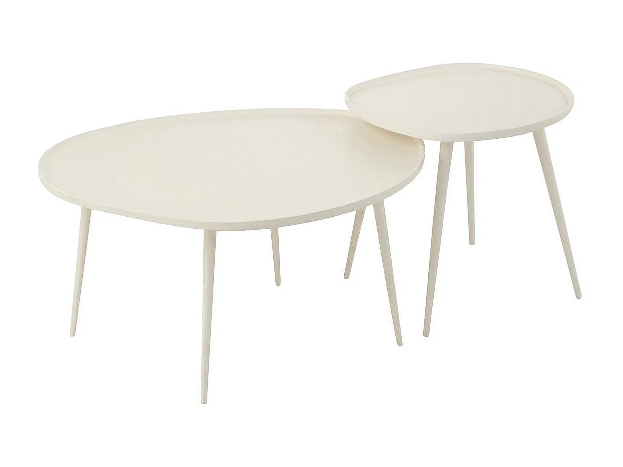Lot de 2 Tables Basses "Vinta" 72cm Blanc