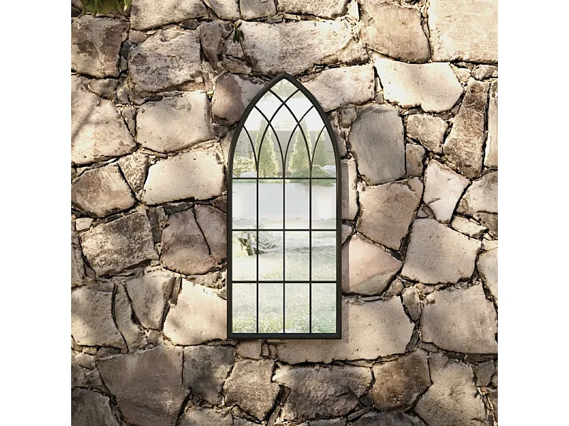 Espelho de Jardim Preto em Ferro 70x30 cm para Uso Externo