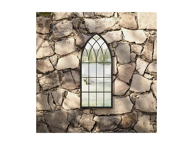 Espelho de Jardim Preto em Ferro 70x30 cm para Uso Externo