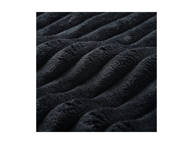 Modulares rechteckiges Ecksofa 307cm - aus Großer Rippensamt - 3-Sitzer - mit 5 Kissen - Schwarz