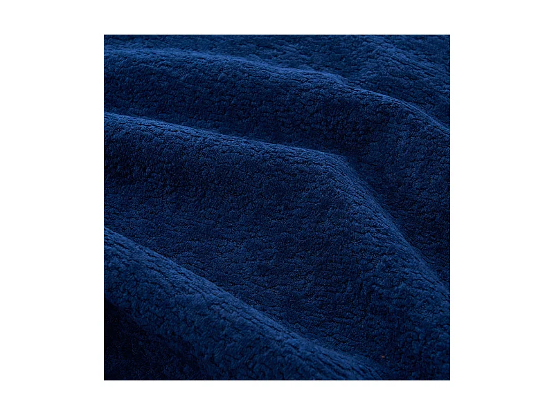 Canapé 5 places panoramique modulable - en tissu Chenille bleu - avec 6 oreillers - 263x171x66cm