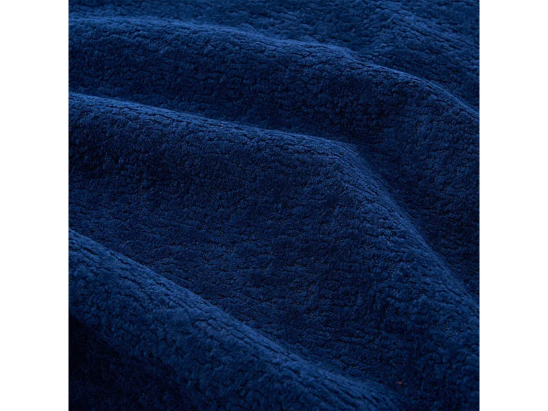 Sofá panorámico 5 plazas modular - de tejido Chenilla azul - con 6 cojines - 263x171x66cm