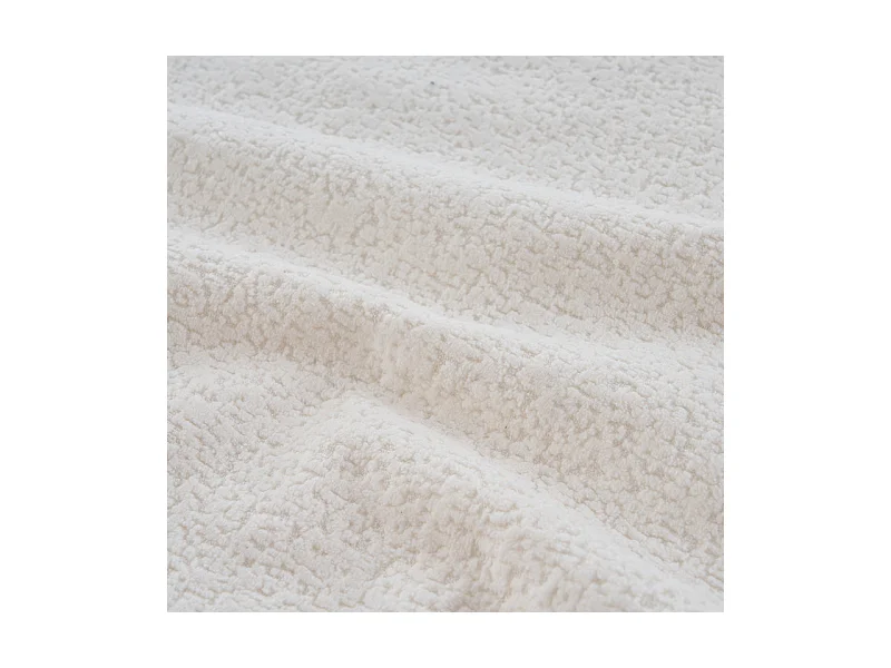 Canapé 5 places panoramique modulable - en tissu Chenille blanc - avec 6 oreillers - 263x171x66cm