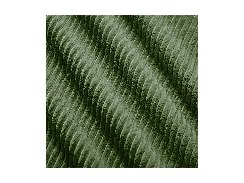 Canapé 2 places d'angle modulable - en Velours côtelé - avec 2 oreillers et  pouf - ergonomique - 208x178x75cm - Vert