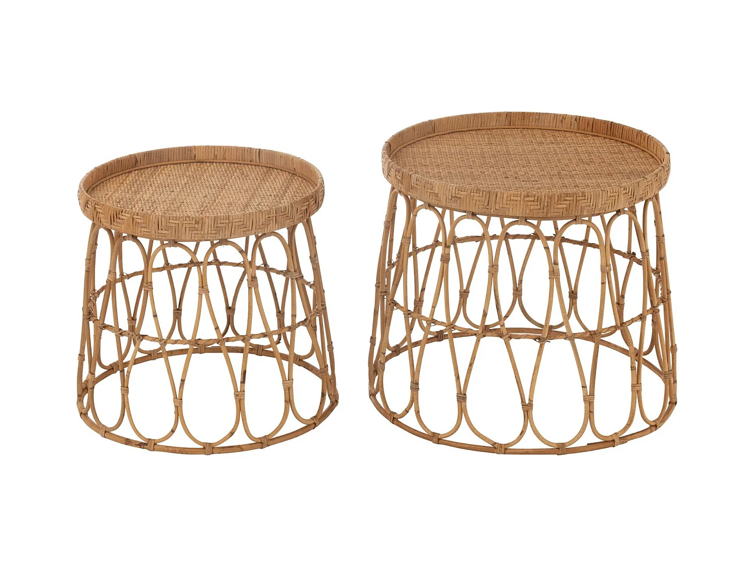 Lot de 2 Tables d'Appoint en Rotin "Sonny" 50cm Naturel