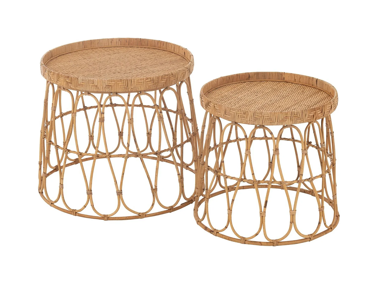 Lot de 2 Tables d'Appoint en Rotin "Sonny" 50cm Naturel