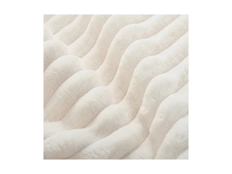 Canapé d'angle droit modulable 307cm - en Velours Côtelé grosses côtes - 3 places - avec 5 oreillers - Blanc