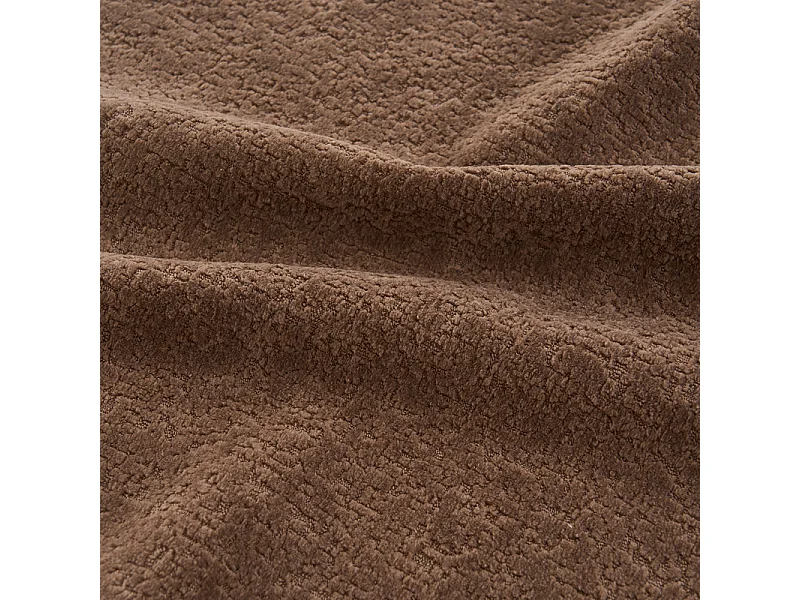 Sofá panorámico 5 plazas modular - de tejido Chenilla marrón - con 6 cojines - 263x171x66cm