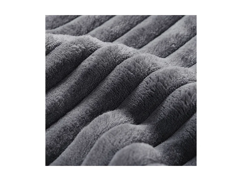 Canapé d'angle droit modulable 307cm - en Velours Côtelé grosses côtes - 3 places - avec 5 oreillers - Gris