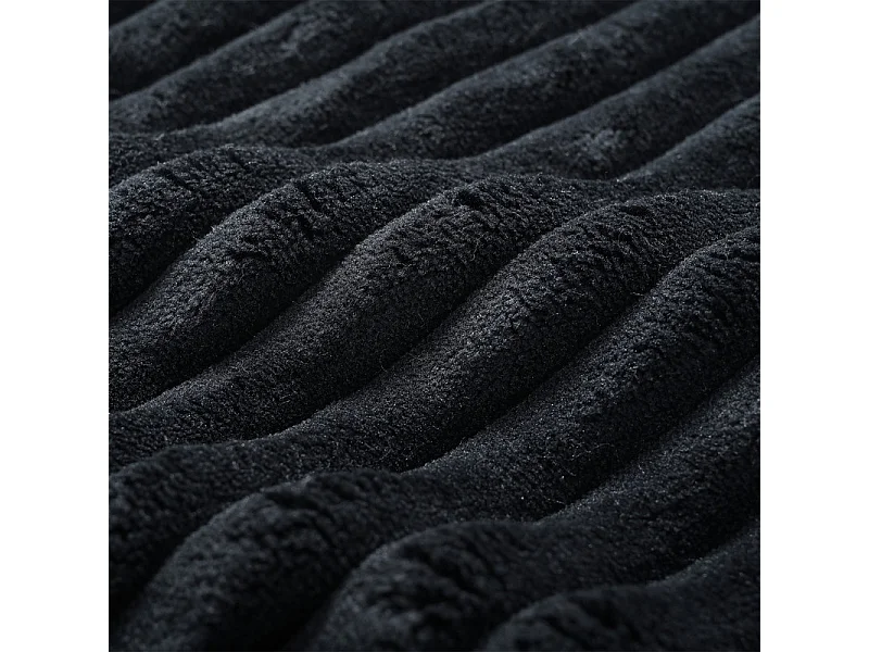 Canapé d'angle gauche en Velours Côtelé grosses côtes avec 4 oreillers - 265x67x40,5cm - Noir