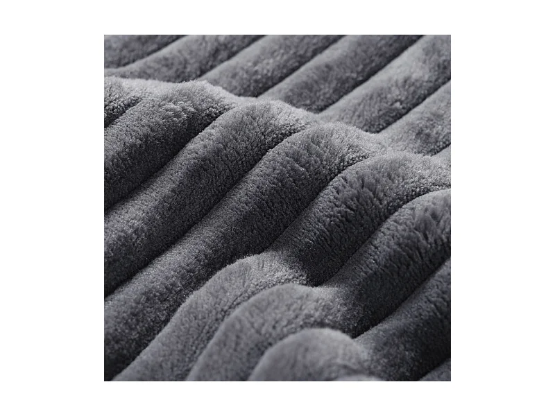 Canapé d'angle gauche en Velours Côtelé grosses côtes avec 4 oreillers - 265x67x40,5cm - Gris