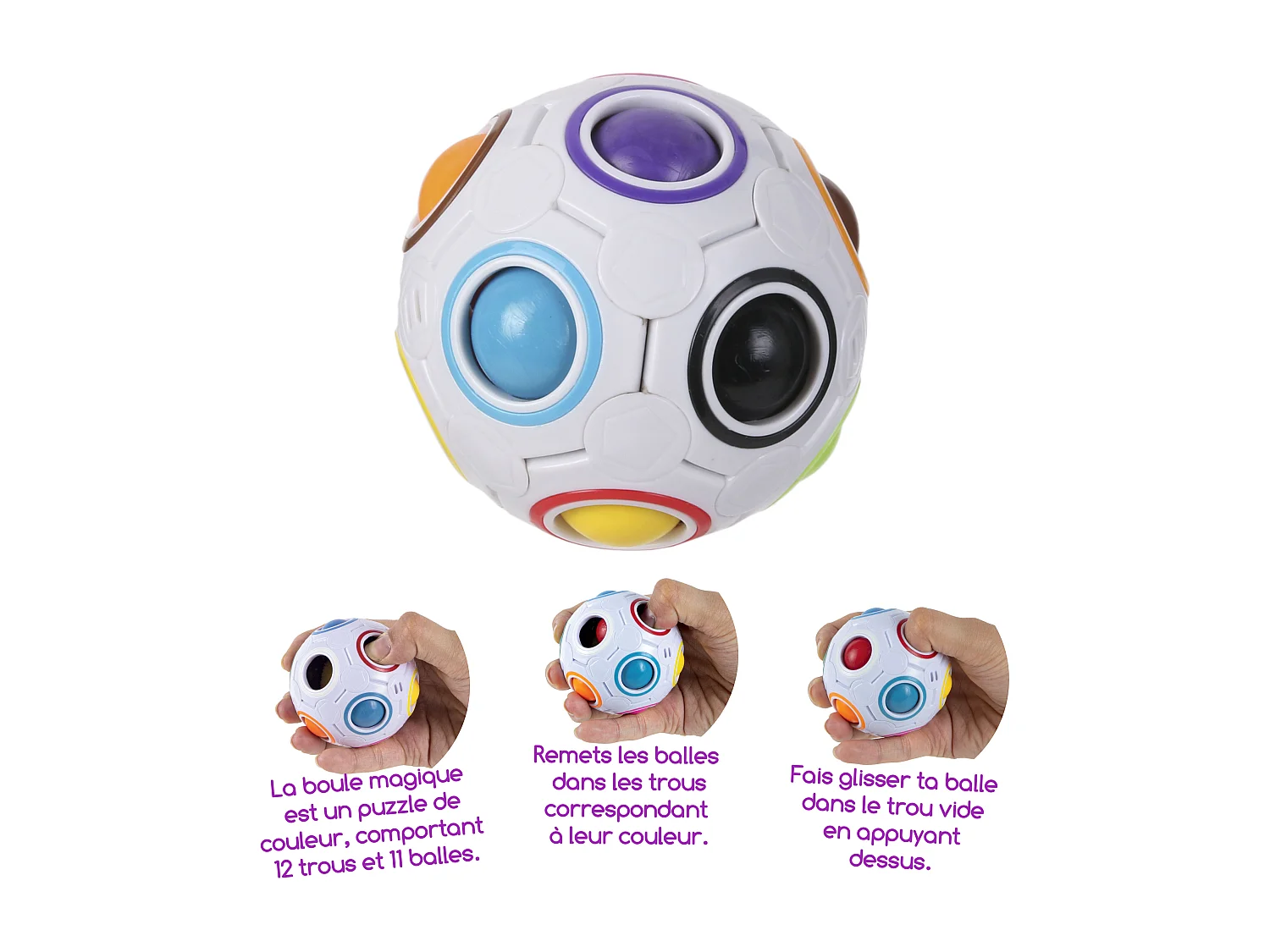 Boule Magique Couleurs M12 7x7x7 cm en Plastique