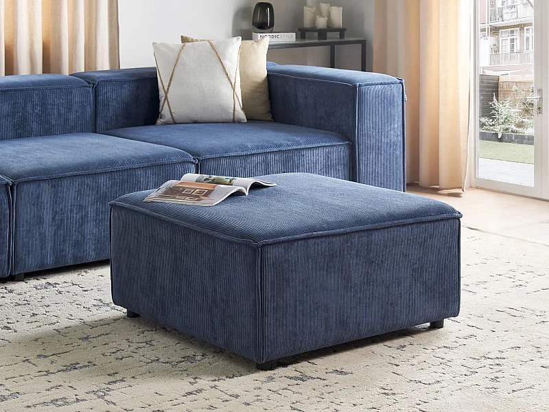 Ottoman ARDAL Velours côtelé Bleu foncé