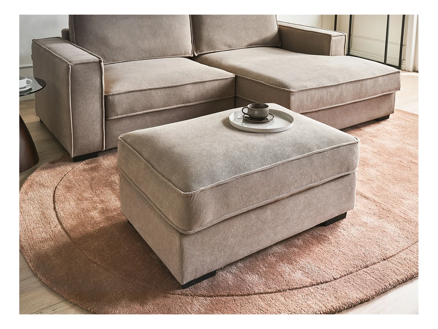 Ottoman KOLDING Tissu Taupe