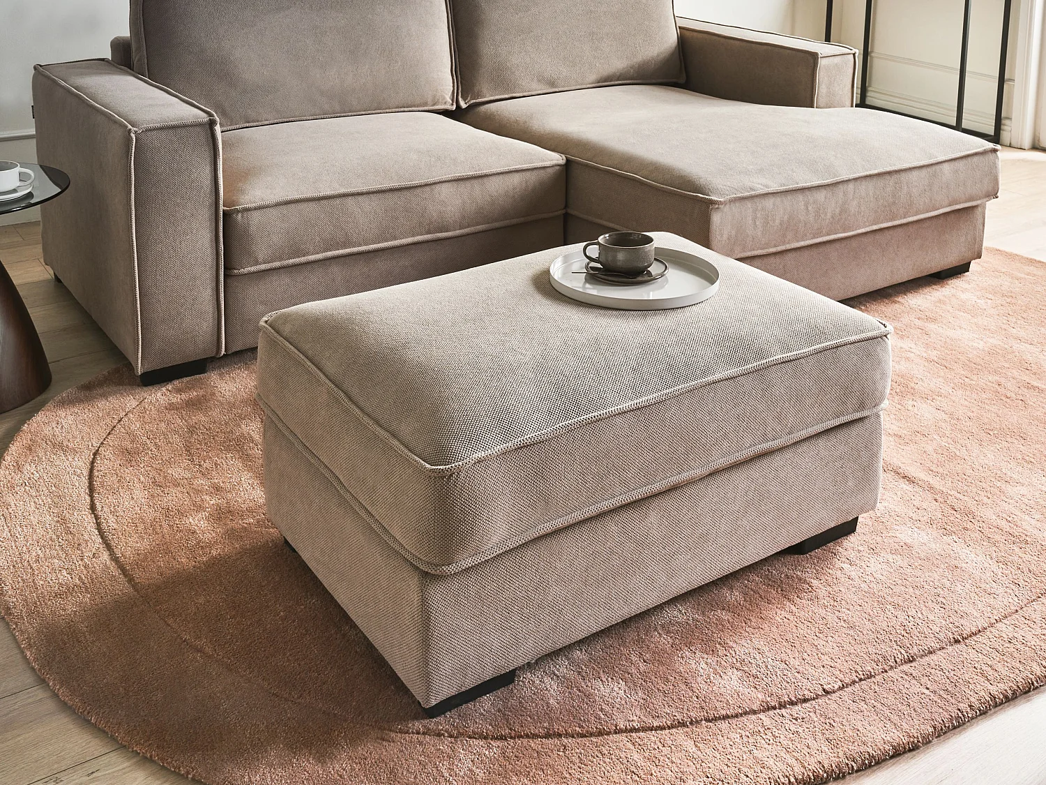 Ottoman KOLDING Tissu Taupe