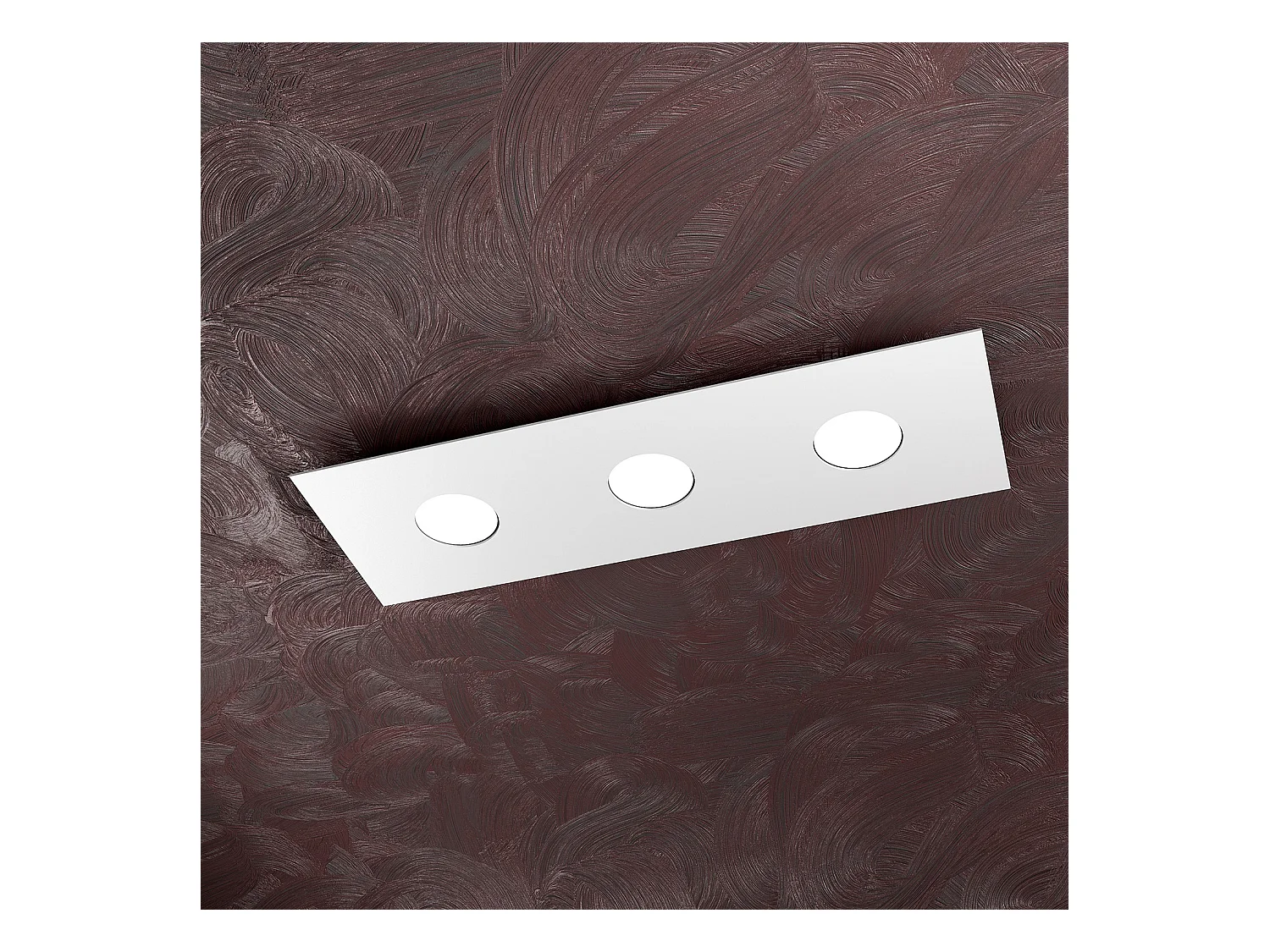 Plafonnier rectangulaire Toplight Area 3 lumières avec culot GX53, structure blanche, design moderne 60x20x3cm