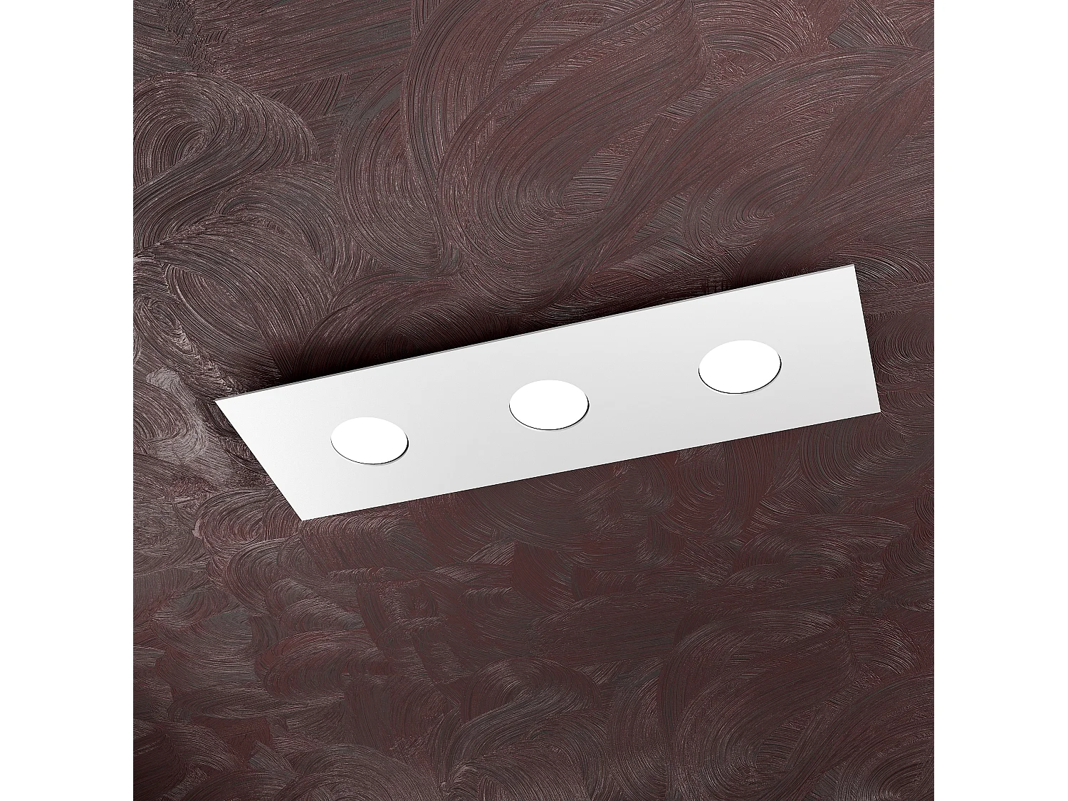 Plafonnier rectangulaire Toplight Area 3 lumières avec culot GX53, structure blanche, design moderne 60x20x3cm