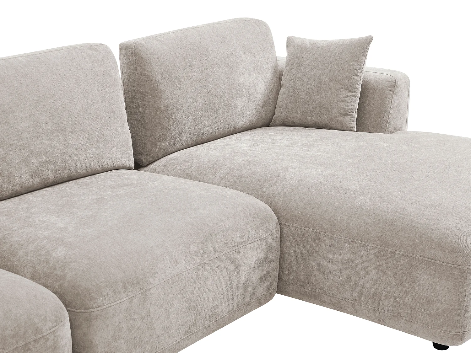 Højre hjørnesofa og puf i beige stof TINDRALO