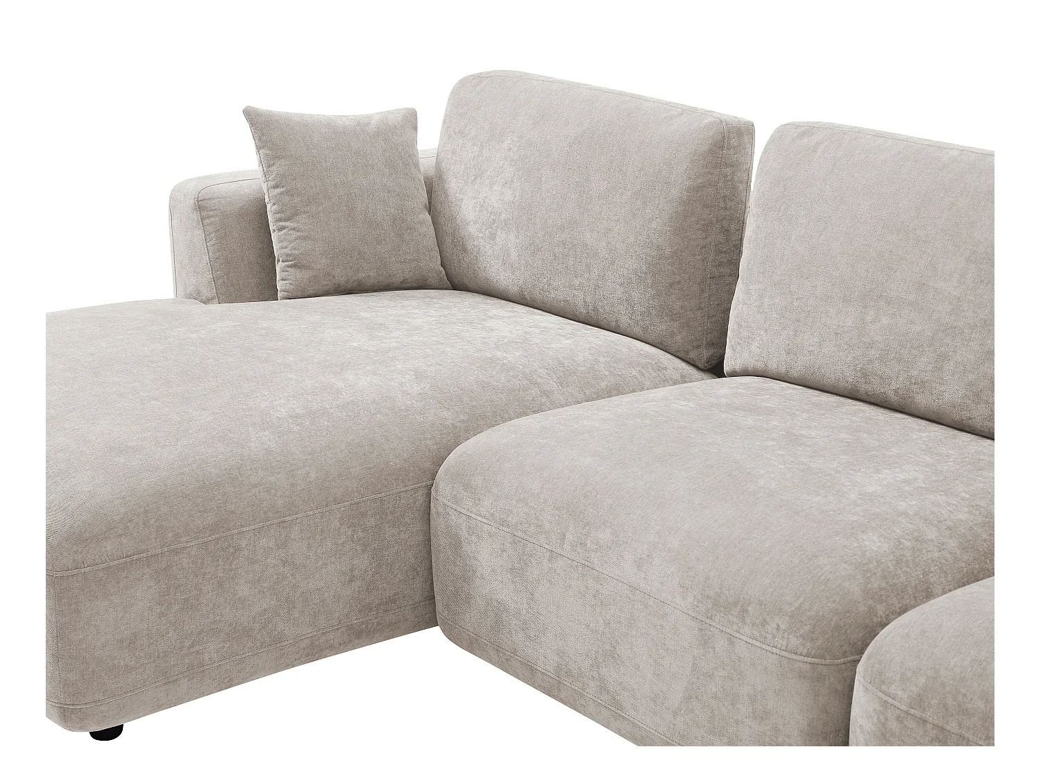 Canapé d'angle gauche et pouf en tissu beige TINDRALO