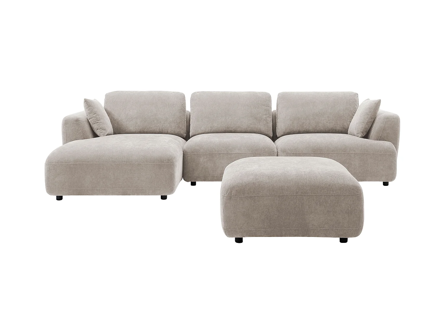 Venstrestillet hjørnesofa og puf i beige stof TINDRALO