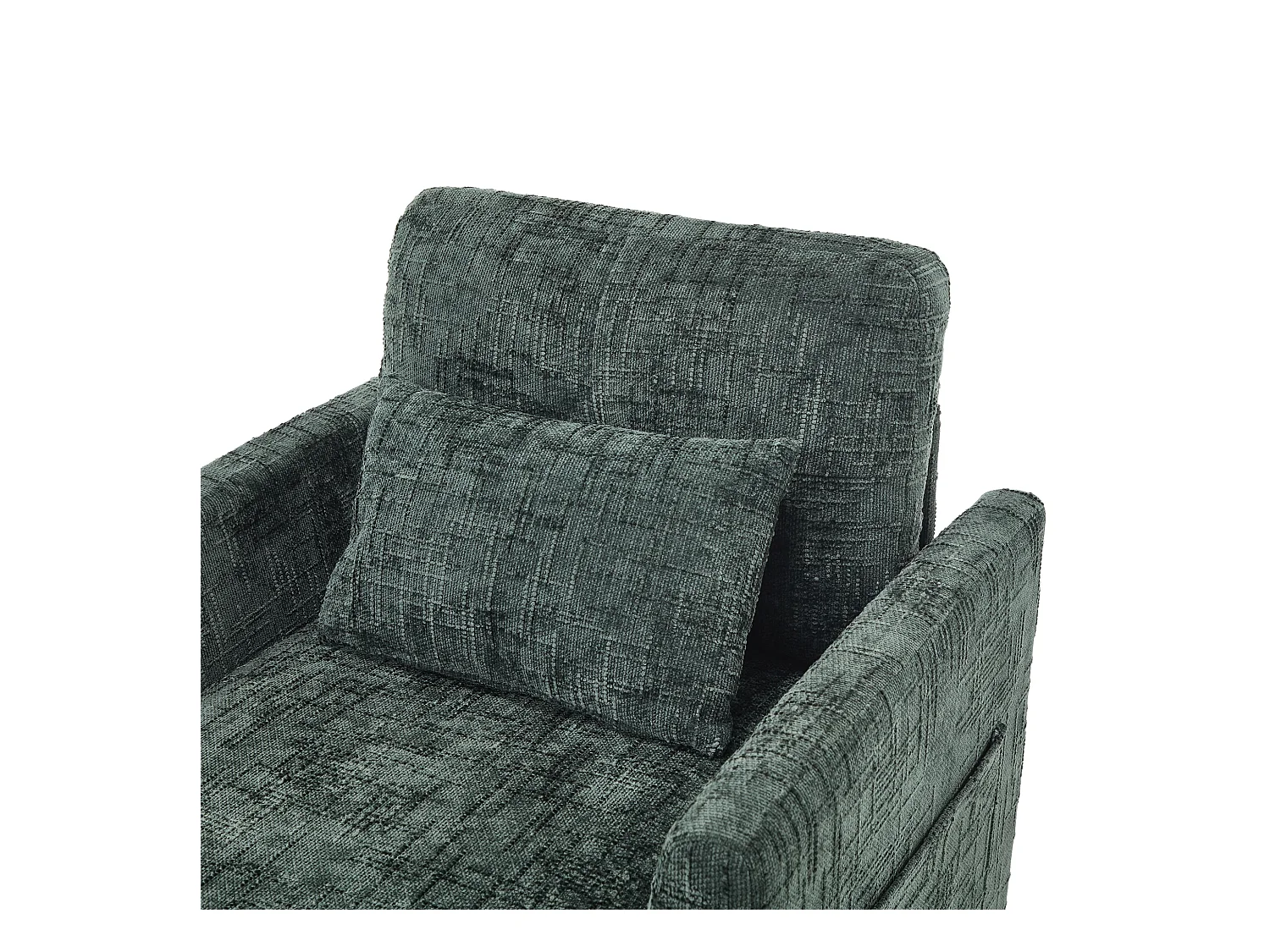 Canapé 1 place avec 2 poches latérales - Canapé de salon avec support pour téléphone et rangement dissimulé - chenille vert