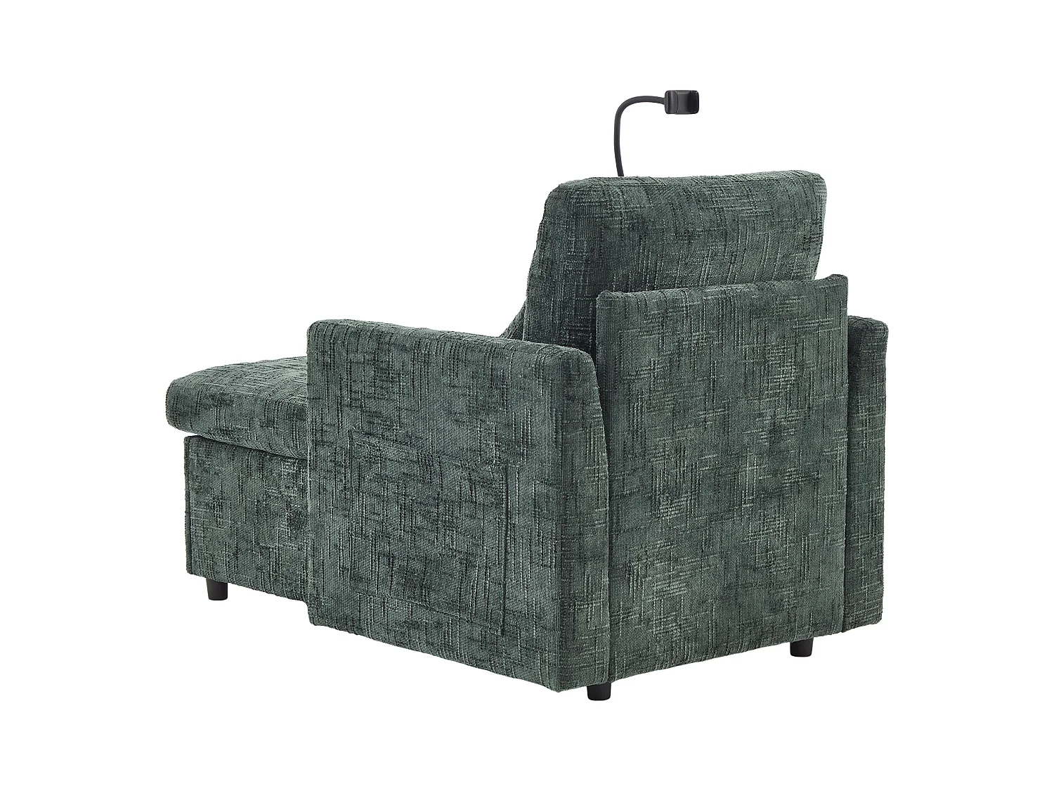 Canapé 1 place avec 2 poches latérales - Canapé de salon avec support pour téléphone et rangement dissimulé - chenille vert