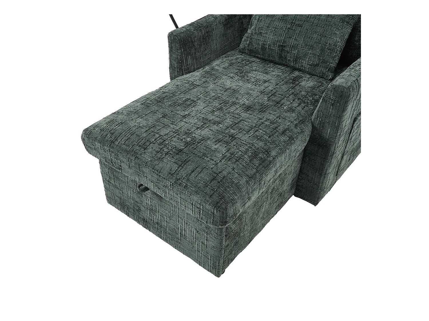 Canapé 1 place avec 2 poches latérales - Canapé de salon avec support pour téléphone et rangement dissimulé - chenille vert