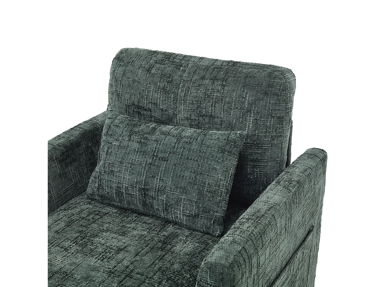 Sofá de 1 plaza con 2 bolsillos laterales - Sofá de salón con soporte para teléfono y espacio de almacenamiento oculto - Chenilla verde