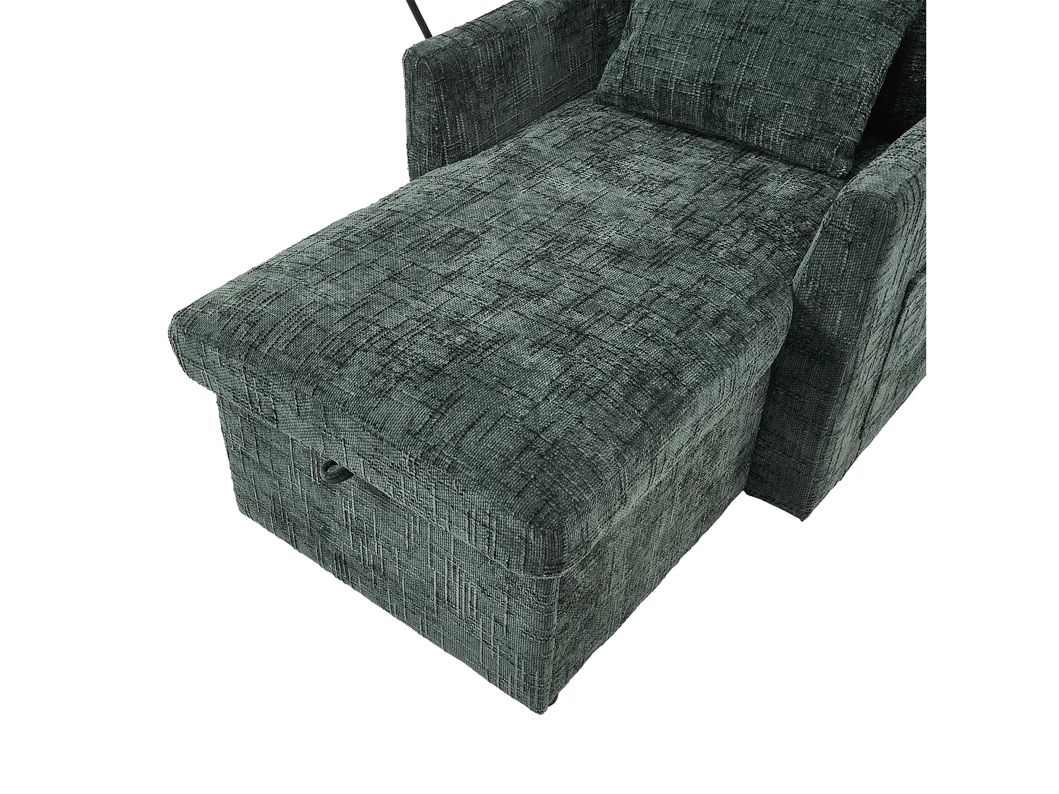 Sofá de 1 plaza con 2 bolsillos laterales - Sofá de salón con soporte para teléfono y espacio de almacenamiento oculto - Chenilla verde